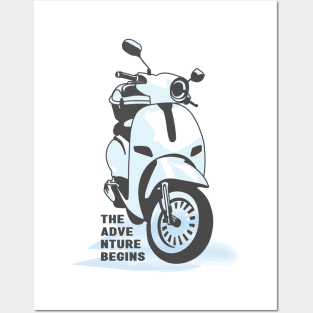 A Hand-Drawn Scooter Vespa Illustration Art Posters and Art